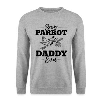Sexy Papagei Daddy Ever Nymphensittich Vogel Ara - Unisex Pullover - Weißgrau meliert - Vorne - Alina (178cm) & Michal (187cm)