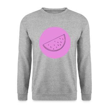 Wassermelone - Unisex Pullover - Weißgrau meliert - Vorne - Alina (178cm) & Michal (187cm)