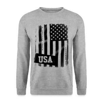 US Flag - Unisex Sweatshirt - salt & pepper - Front - Alina (178cm) & Michal (187cm)