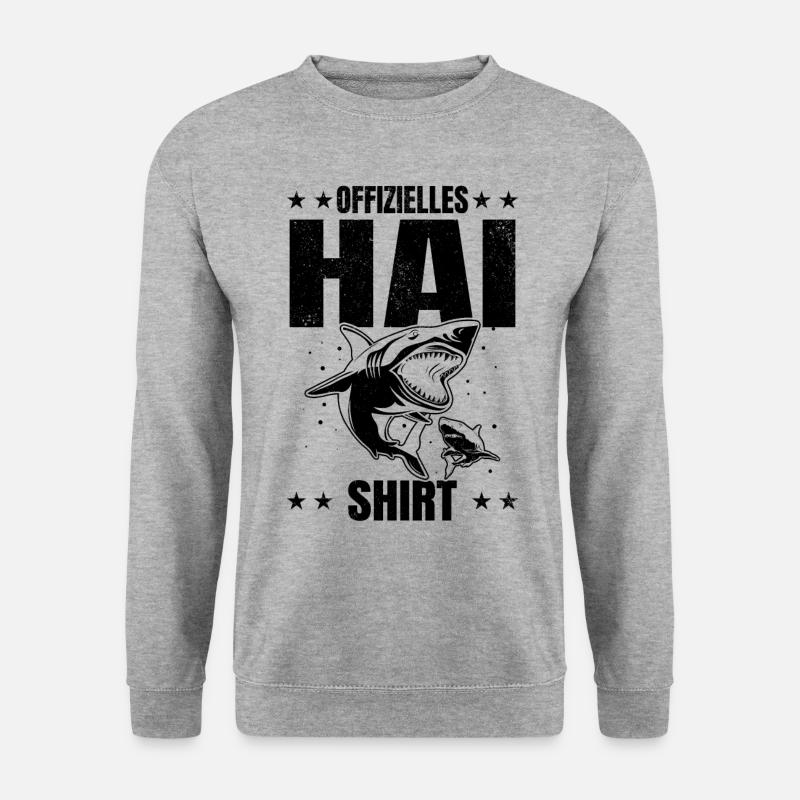 Offizielles Hai Shirt Haifisch Haifische Hai - Unisex Pullover - Weißgrau meliert