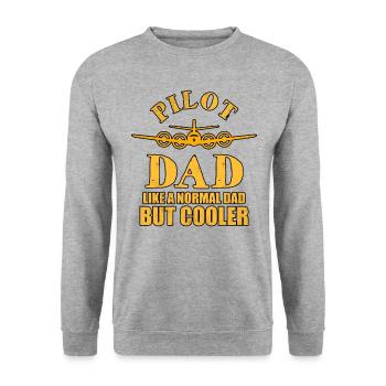 Flugzeug Pilot Fliegen Vater Cooler I Geschenk - Unisex Pullover - Weißgrau meliert - Vorne - Alina (178cm) & Michal (187cm)