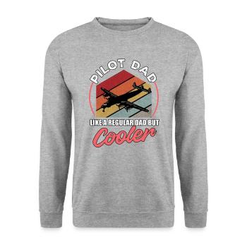 Flugzeug Pilot Fliegen Vater Cooler I Geschenk - Unisex Pullover - Weißgrau meliert - Vorne - Alina (178cm) & Michal (187cm)