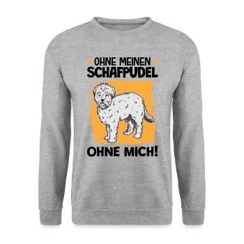 Ohne meinen Schafpudel ohne mich Hütepudel - Unisex Pullover - Weißgrau meliert - Vorne - Alina (178cm) & Michal (187cm)
