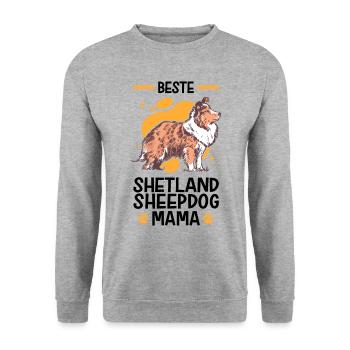 Beste Shetland Sheepdog Mama Shetland Sheepdog - Unisex Pullover - Weißgrau meliert - Vorne - Alina (178cm) & Michal (187cm)