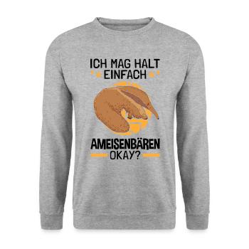 Ich mag einfach Ameisenbären Ameisenfresser - Unisex Pullover - Weißgrau meliert - Vorne - Alina (178cm) & Michal (187cm)