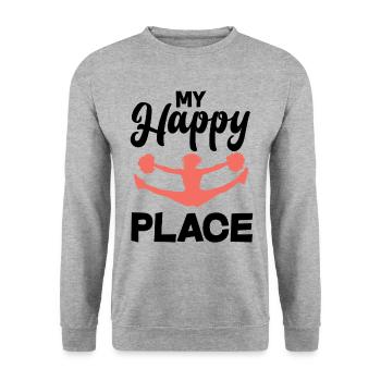 My Happy Place Cheerleading Cheerleader Gymnast Da - Unisex Pullover - Weißgrau meliert - Vorne - Alina (178cm) & Michal (187cm)