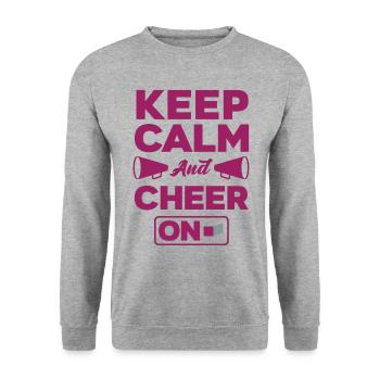 Keep Calm And Cheer On Gymnast Cheerleader Cheerle - Unisex Pullover - Weißgrau meliert - Vorne - Alina (178cm) & Michal (187cm)