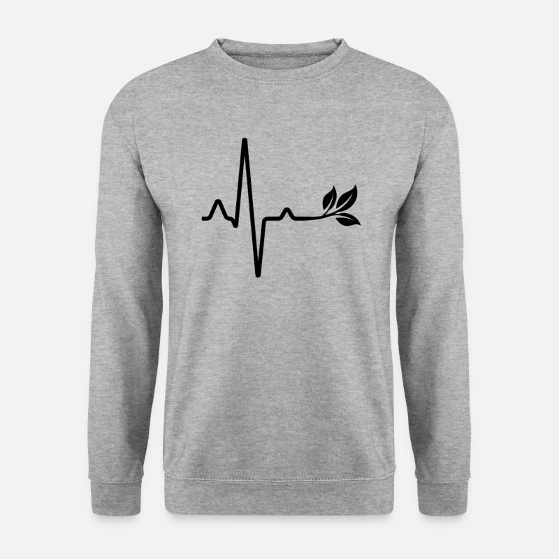 Veganer Vegetarier Herzschlag - Unisex Pullover - Weißgrau meliert