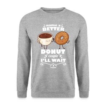 Donut Sweets Donuts Food Baker Gift - Unisex Sweatshirt - salt & pepper - Front - Alina (178cm) & Michal (187cm)