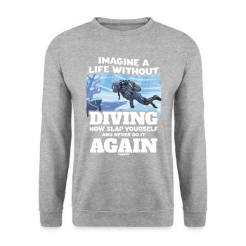 Imagine A Life Without Diving - Unisex Pullover - Weißgrau meliert - Vorne - Alina (178cm) & Michal (187cm)