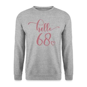 Hello 68 - Mignon cadeau de 68e anniversaire pour les femmes - Sweat-shirt Unisexe - gris chiné - Devant - Alina (178cm) & Michal (187cm)