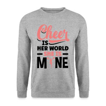 Cheer Is Her World She Is Mine Cheerleading Cheerd - Unisex Pullover - Weißgrau meliert - Vorne - Alina (178cm) & Michal (187cm)