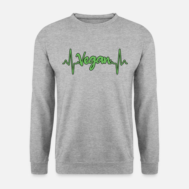 Vegan Herzschlag - Unisex Pullover - Weißgrau meliert