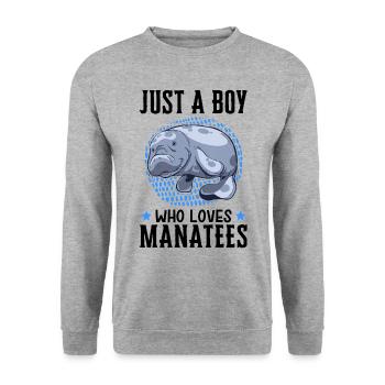 Boy of manatees loves marine mammal manatee - Unisex Sweatshirt - salt & pepper - Front - Alina (178cm) & Michal (187cm)