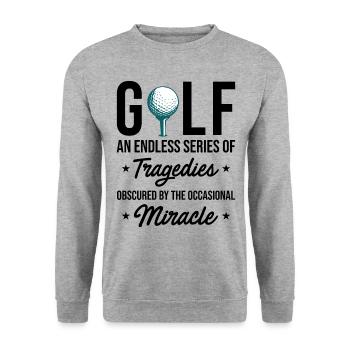 Golf An Endless Series Of Tragedies Golfing Golf P - Unisex Pullover - Weißgrau meliert - Vorne - Alina (178cm) & Michal (187cm)