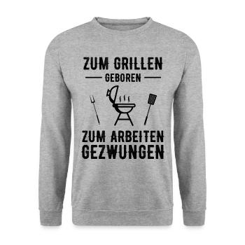 Grillen Spruch Sommerzeit - Unisex Pullover - Weißgrau meliert - Vorne - Alina (178cm) & Michal (187cm)