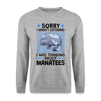 I thought of manatees marine mammals - Unisex Sweatshirt - salt & pepper - Front - Alina (178cm) & Michal (187cm)
