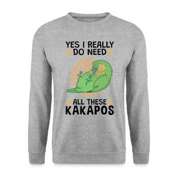 Yes I need all these Kakapo - Unisex Sweatshirt - salt & pepper - Front - Alina (178cm) & Michal (187cm)