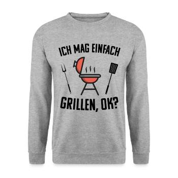 Grill Grillen Humorvoller Spruch - Unisex Pullover - Weißgrau meliert - Vorne - Alina (178cm) & Michal (187cm)