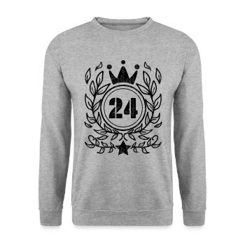 24 Jahre alt Krone - 24 Geburtstag - Unisex Pullover - Weißgrau meliert - Vorne - Alina (178cm) & Michal (187cm)