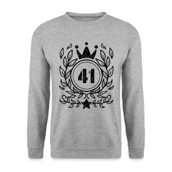 41 - Année de naissance Année de naissance 1941 - Sweat-shirt Unisexe - gris chiné - Devant - Alina (178cm) & Michal (187cm)