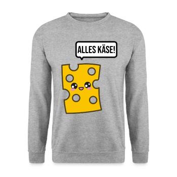 Alles Käse Lustige Geschenkideen - Unisex Pullover - Weißgrau meliert - Vorne - Alina (178cm) & Michal (187cm)