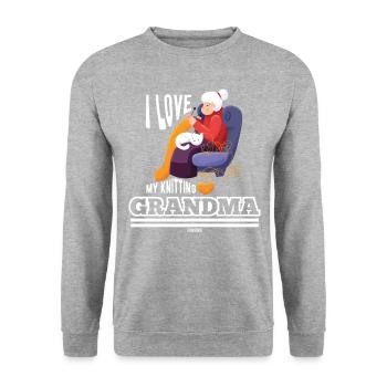 Grandma cat knitting wool old woman - Unisex Sweatshirt - salt & pepper - Front - Alina (178cm) & Michal (187cm)