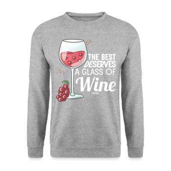 Weintrauben Weinglas Alkohol - Unisex Pullover - Weißgrau meliert - Vorne - Alina (178cm) & Michal (187cm)