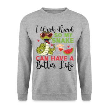 Snake Serpent I Worked So Hard So - Unisex Pullover - Weißgrau meliert - Vorne - Alina (178cm) & Michal (187cm)