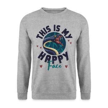 Snake Serpent This Is My Happy - Unisex Sweatshirt - salt & pepper - Front - Alina (178cm) & Michal (187cm)