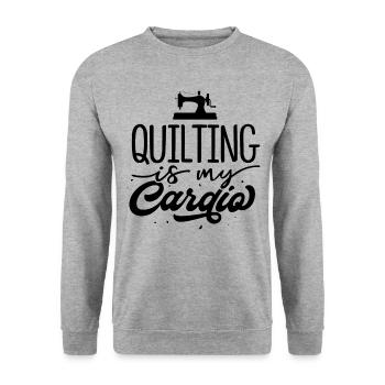 Quilting Is My Cardio Knitting Quilter Sewing Croc - Unisex Pullover - Weißgrau meliert - Vorne - Alina (178cm) & Michal (187cm)