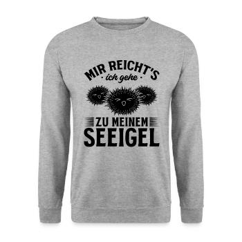 Mir Reicht's Ich Gehe Zu Meinem Seeigel - Unisex Pullover - Weißgrau meliert - Vorne - Alina (178cm) & Michal (187cm)