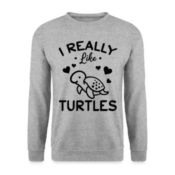 Mignons amoureux des tortues - J’aime les tortues - Sweat-shirt Unisexe - gris chiné - Devant - Alina (178cm) & Michal (187cm)
