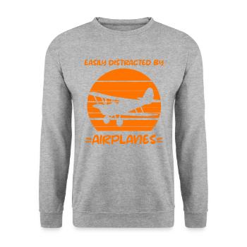 Airplane Pilot Flying Distracted I Gift - Unisex Sweatshirt - salt & pepper - Front - Alina (178cm) & Michal (187cm)