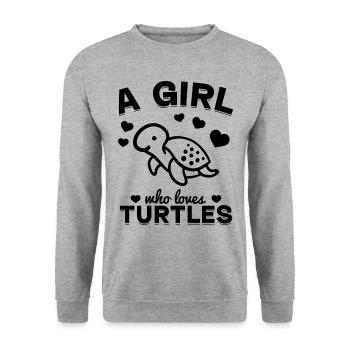 Sea Turtle Lover Girls A girl who - Unisex Sweatshirt - salt & pepper - Front - Alina (178cm) & Michal (187cm)