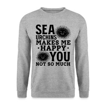 Seeigel machen mich glücklich Du Nicht so sehr - Unisex Pullover - Weißgrau meliert - Vorne - Alina (178cm) & Michal (187cm)