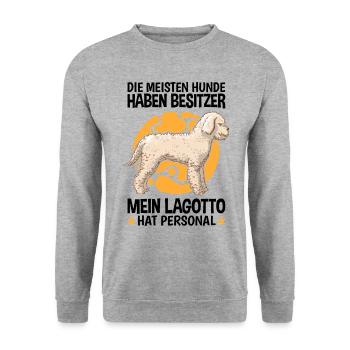Mein Lagotto Romagnolo hat Personal Wasserhund - Unisex Pullover - Weißgrau meliert - Vorne - Alina (178cm) & Michal (187cm)