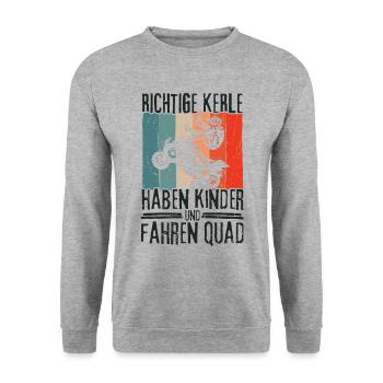Richtige Kerle haben Kinder und fahren Quad - Unisex Pullover - Weißgrau meliert - Vorne - Alina (178cm) & Michal (187cm)