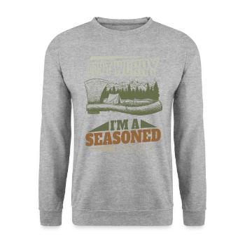 Camping Camping Holiday Tent Gift - Unisex Sweatshirt - salt & pepper - Front - Alina (178cm) & Michal (187cm)