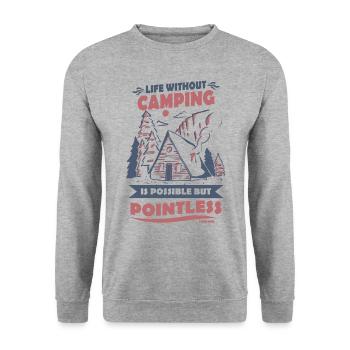 Camping - Unisex Pullover - Weißgrau meliert - Vorne - Alina (178cm) & Michal (187cm)