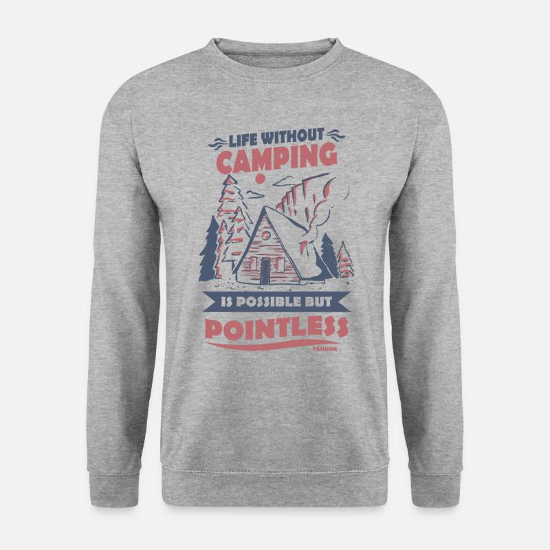 Camping - Unisex Pullover - Weißgrau meliert
