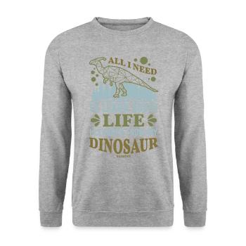 Dinosaur All I Need To Learn About Life - Unisex Sweatshirt - salt & pepper - Front - Alina (178cm) & Michal (187cm)