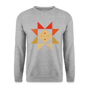 Retro Graphic Knitting Wool Quilting Stitching Sew - Unisex Pullover - Weißgrau meliert - Vorne - Alina (178cm) & Michal (187cm)