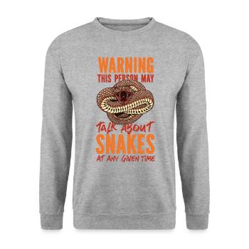 Snake Serpent Warning This Person - Unisex Pullover - Weißgrau meliert - Vorne - Alina (178cm) & Michal (187cm)