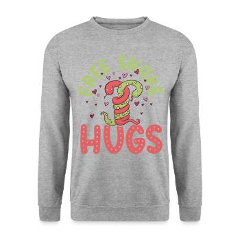 Snake Serpent Free Snake Hugs - Unisex Pullover - Weißgrau meliert - Vorne - Alina (178cm) & Michal (187cm)