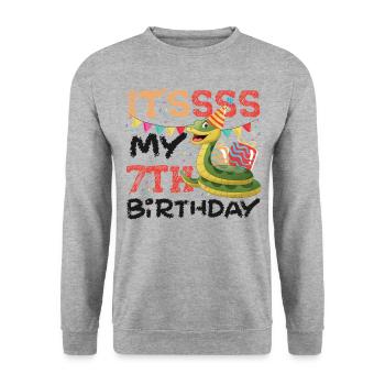 Snake Serpent It'ssss My 7th - Unisex Pullover - Weißgrau meliert - Vorne - Alina (178cm) & Michal (187cm)