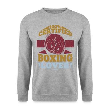 Amateur de boxe 100% certifié - Sweat-shirt Unisexe - gris chiné - Devant - Alina (178cm) & Michal (187cm)