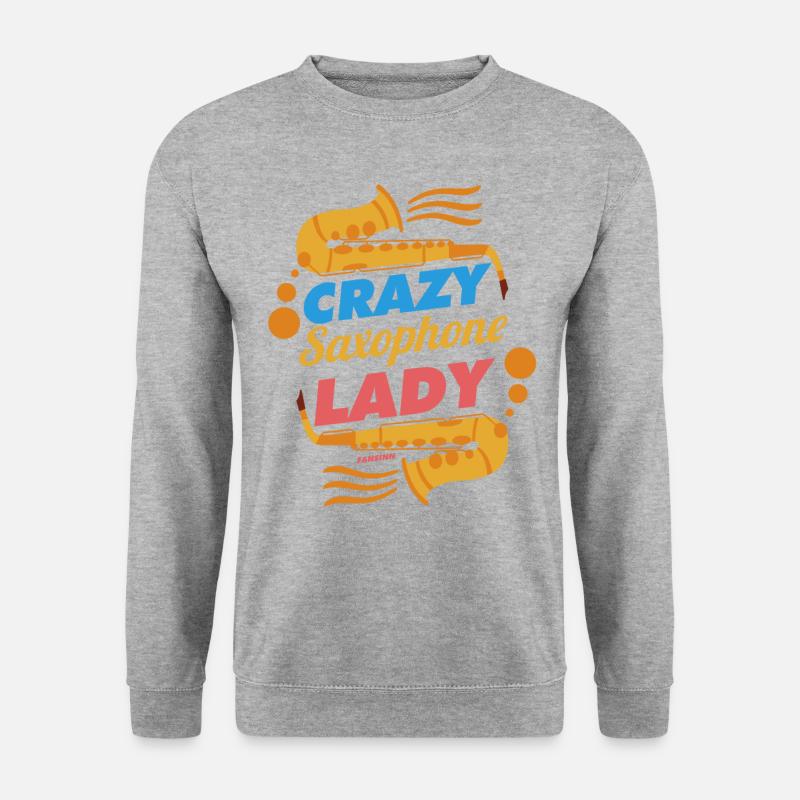 Crazy Saxophone Lady - Unisex Pullover - Weißgrau meliert