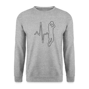Basketball Herzschlag - Unisex Pullover - Weißgrau meliert - Vorne - Alina (178cm) & Michal (187cm)