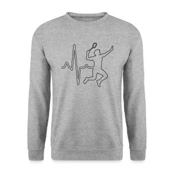 Badminton Heartbeat - Sweat-shirt Unisexe - gris chiné - Devant - Alina (178cm) & Michal (187cm)